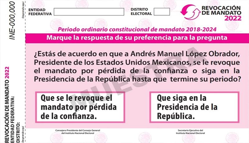 Avalan papeleta para Revocación de Mandato de AMLO