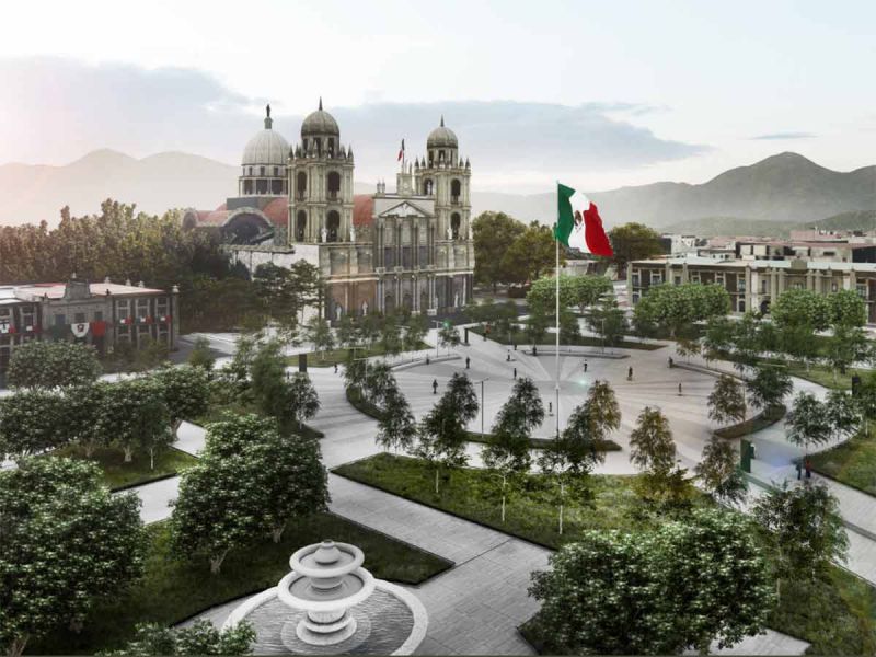 Remodelación de Plaza de los Mártires en Toluca lleva un avance de 25%