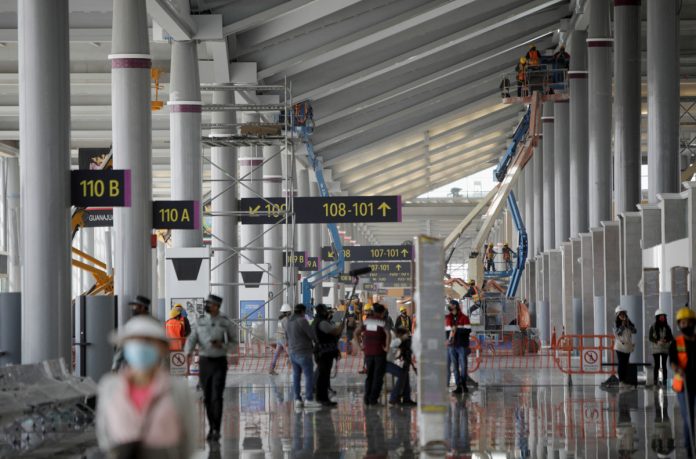 A view shows an area of the new Felipe Angeles International airport, which Mexican government aims to inaugurate on March 21, in Zumpango