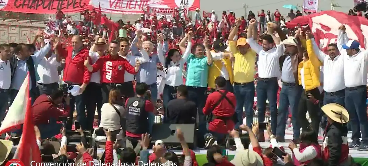 Alito y Creel levantan la mano a Alejandra del Moral en cierre de precampaña del Edomex