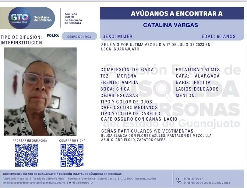 Desaparece Catalina Vargas, incansable rastreadora en busca de su hijo